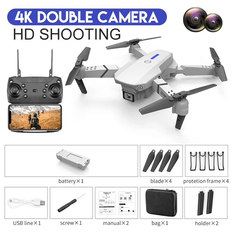 Inteligentny składany dron E88 – Drone Camera Night Vision recenzja i cena
